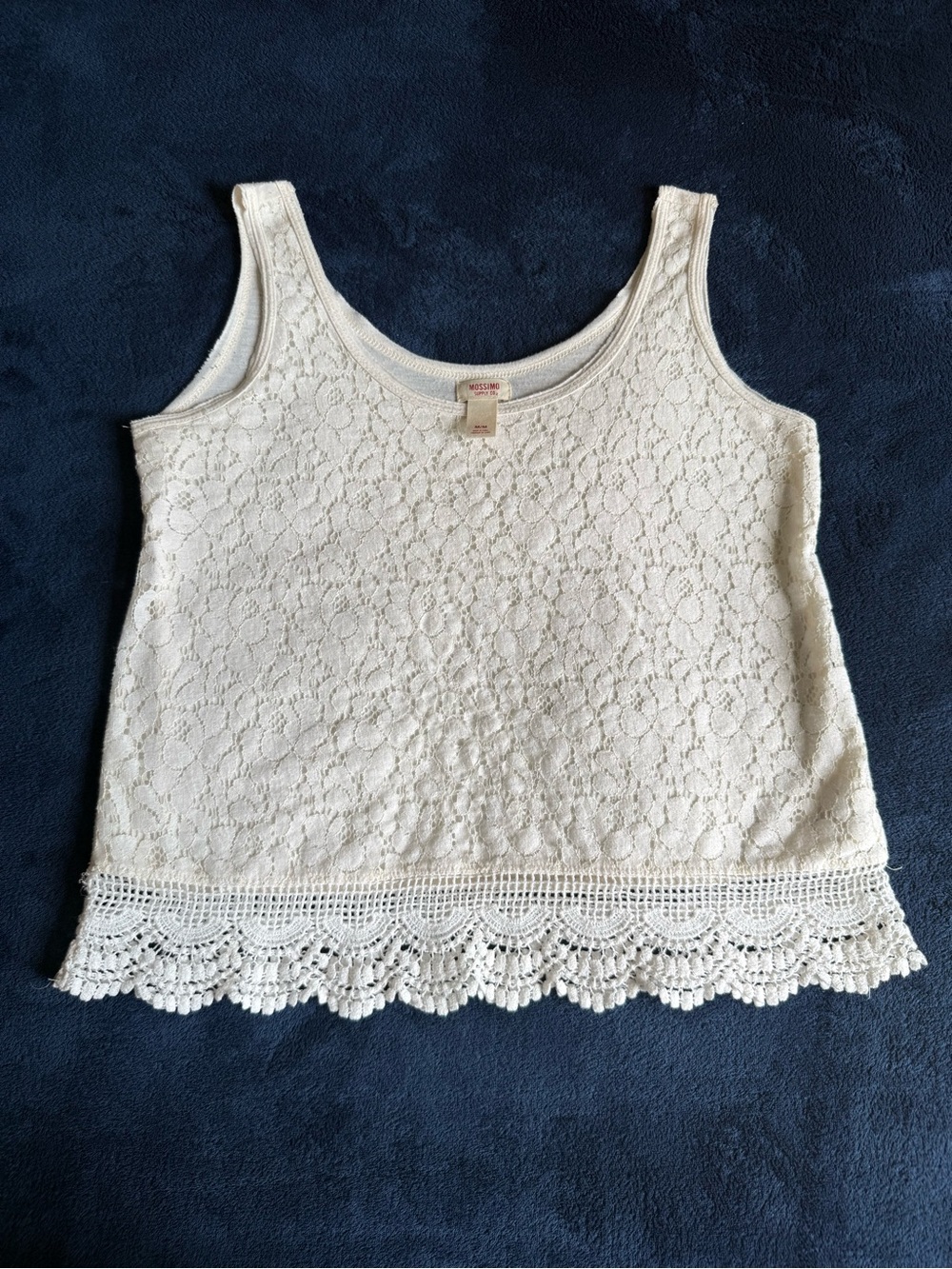 Mossimo Supply Co. Cream Lace Tank with Crochet Detail